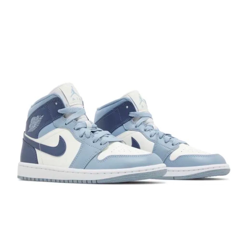 Air Jordan 1 Mid Sneakers in Blue and White